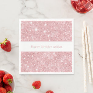 Guardanapo De Papel Aniversário Brilho Brilhante Rosa Bonito
