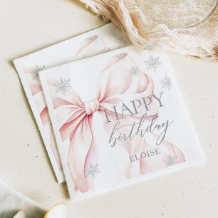 Guardanapo De Papel Aniversário Brilho Prata Inverno Rosa