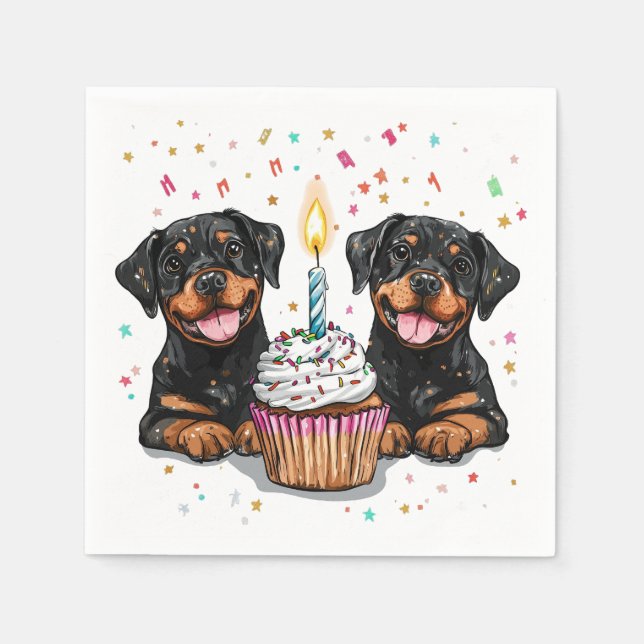 Guardanapo De Papel Aniversário Cães Rottweiler (Frente)