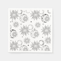Aniversário Celestial Sol Caprichoso Preto e Branc