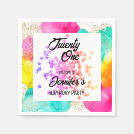 Guardanapo De Papel Aniversário Colorido de Coloração de Água