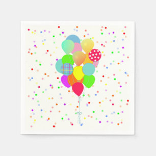Guardanapo De Papel Aniversário Colorido de Confetti e Balões