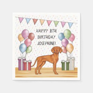 Guardanapo De Papel Aniversário Colorido Pastel do Vizsla Húngaro