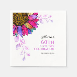 Guardanapo De Papel Aniversário Colorido Roxo de Girassol