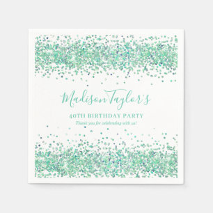 Guardanapo De Papel Aniversário Confete Brilho Glitter Verde Menta Fof