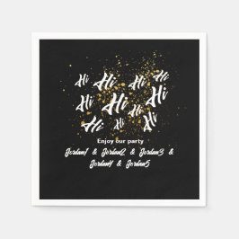 Guardanapo De Papel Aniversário Conjunto Amigos do Grupo Dourado Negro
