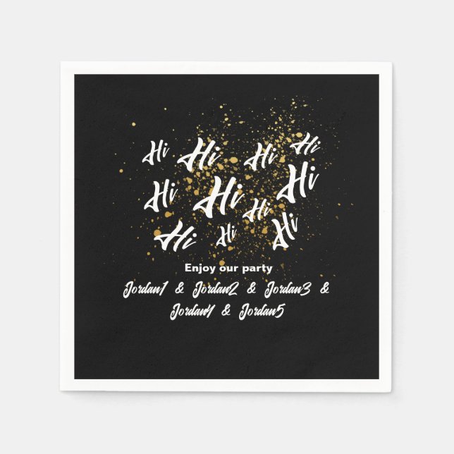 Guardanapo De Papel Aniversário Conjunto Amigos do Grupo Dourado Negro (Frente)