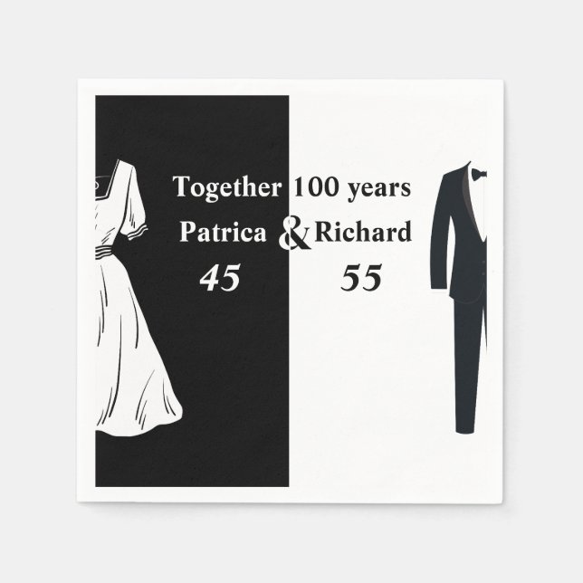 Guardanapo De Papel Aniversário Conjunto de Celebração Dupla 100 Anos (Frente)