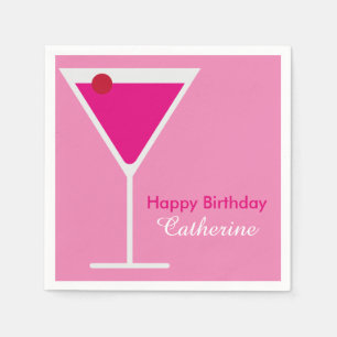 Guardanapo De Papel Aniversário cor-de-rosa moderno lustroso do