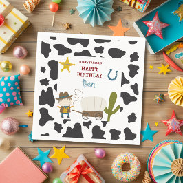 Guardanapo De Papel Aniversário Cowboy com Impressão de Vaca Fofa