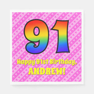 Guardanapo De Papel Aniversário da 91rua: Stripes e Corações Rosa, Arc