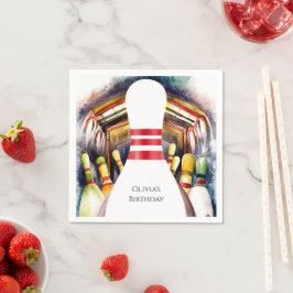 Guardanapo De Papel Aniversário da Boliche Personalizada de Aquarela E