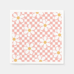 Guardanapo De Papel Aniversário da Daisy Retro Checker Rosa
