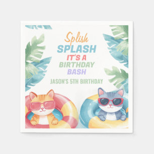 Guardanapo De Papel Aniversário da Festa de Piscina Splash