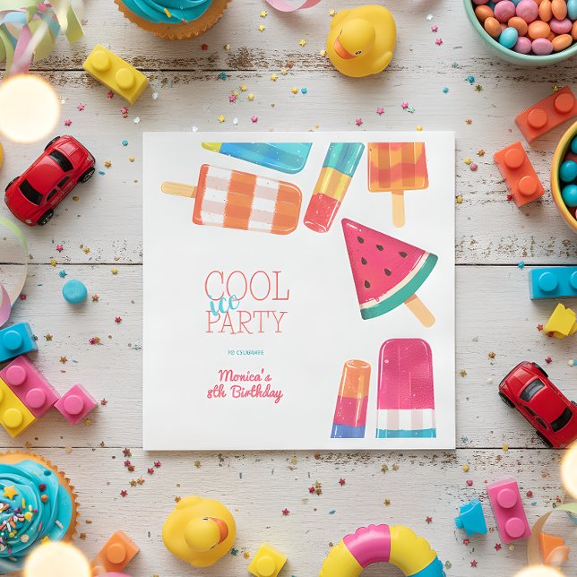 Guardanapo De Papel aniversário da festa do gelado legal com aquarela (Criador carregado)