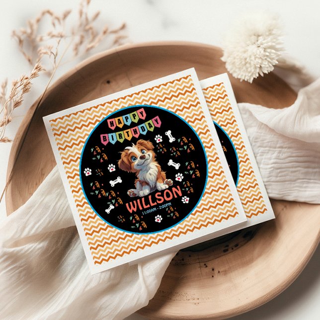 Guardanapo De Papel Aniversário da Festa Puppy | Tema Cachorro das Cri (Criador carregado)