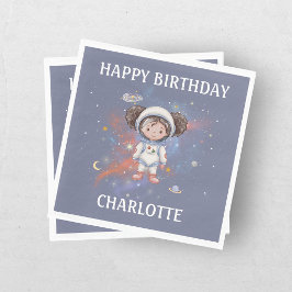 Guardanapo De Papel Aniversário da Garota Astronauta no Espaço Exterio