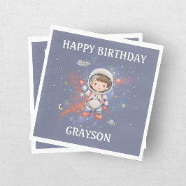 Guardanapo De Papel Aniversário da Garota Astronauta no Espaço Exterio