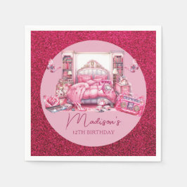 Guardanapo De Papel Aniversário da Garota do Sono Rosa