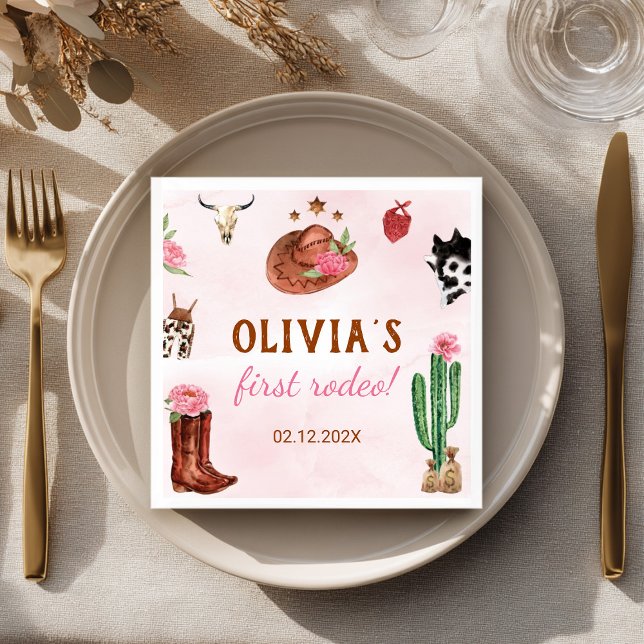 Guardanapo De Papel Aniversário da Garota Rodeo Ocidental (Criador carregado)