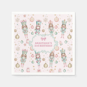 Guardanapo De Papel Aniversário da Menina com Esmagador de Nozes Rosa