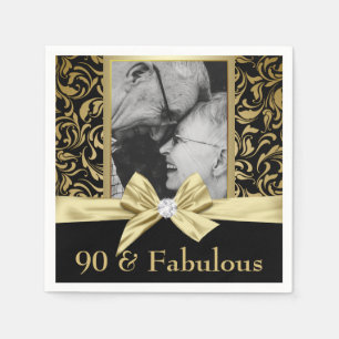 Guardanapo De Papel Aniversário da Noventa e Fabulosa 90 de ouro