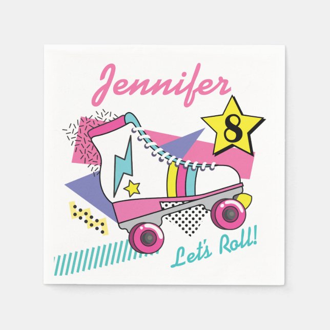 Guardanapo De Papel Aniversário da Parte do Skate do Cilindro de Retro (Frente)