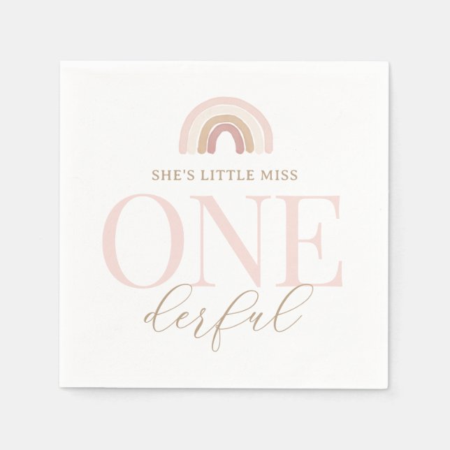 Guardanapo De Papel Aniversário da Pequena Senhorita Onelinda Boho Rai (Frente)