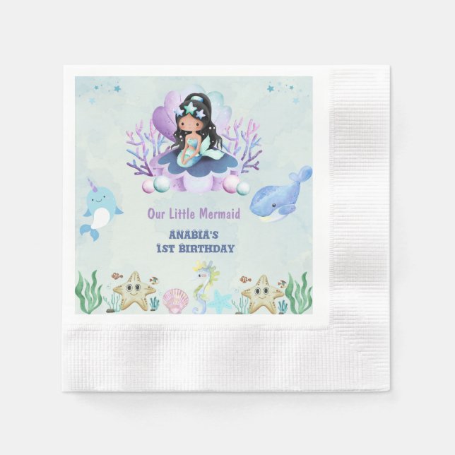 Guardanapo De Papel Aniversário da Pequena Sereia (Frente)