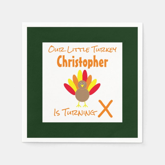 Guardanapo De Papel Aniversário da Pequena Turquia (Frente)