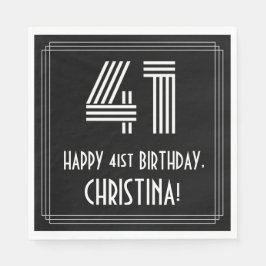 Guardanapo De Papel Aniversário da rua: Art Deco Inspirou "41" + Nome