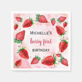 Guardanapo De Papel Aniversário da Strawberry Berry Sweet Girl