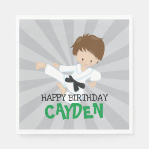 Guardanapo De Papel Aniversário das artes marciais verdes do caratê