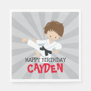 Guardanapo De Papel Aniversário das Artes Marciais Vermelhas do carat