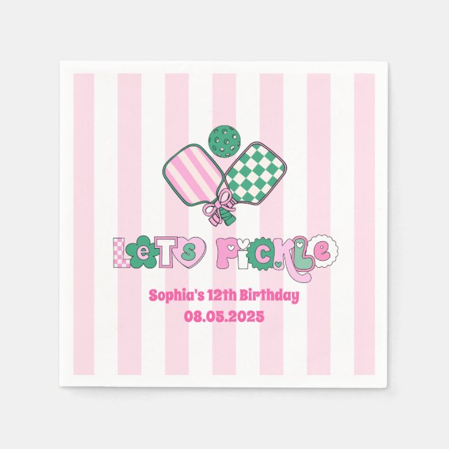 Guardanapo De Papel Aniversário das Meninas de Pickleball (Frente)