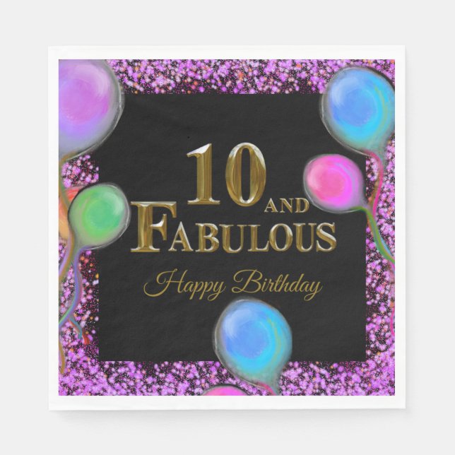 Guardanapo De Papel Aniversário de 10 anos (Frente)