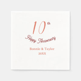 Guardanapo De Papel aniversário de 10 anos de casamento rosa pastel re