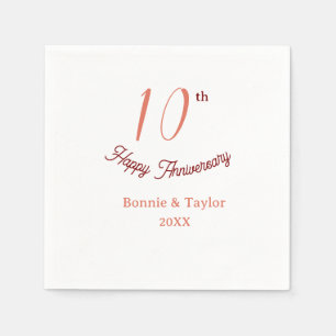 Guardanapo De Papel aniversário de 10 anos de casamento rosa pastel re