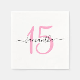 Guardanapo De Papel Aniversário de 15 anos Rosa Personalizado