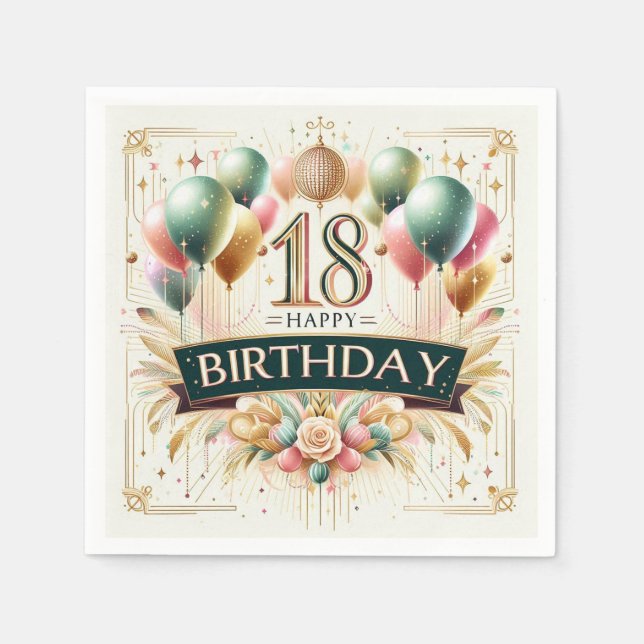 Guardanapo De Papel Aniversário de 18 anos (Frente)