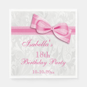 Guardanapo De Papel Aniversário de 18 anos das Garotas Damask & Faux B