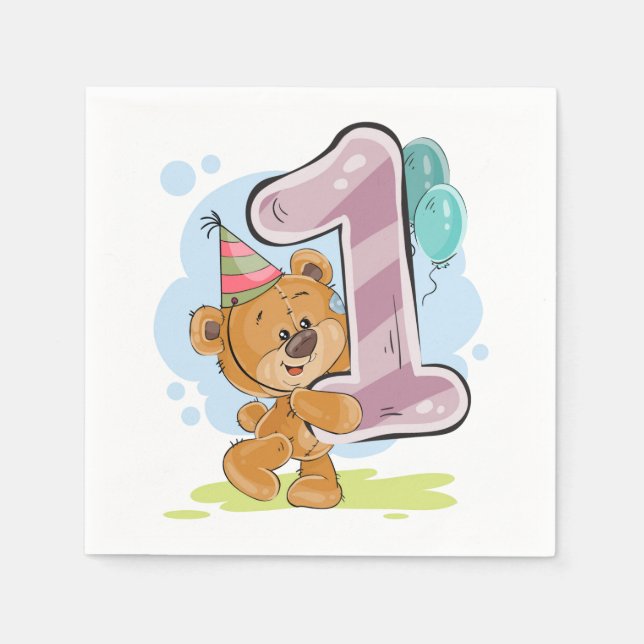 Guardanapo De Papel Aniversário de 1 ano (Frente)