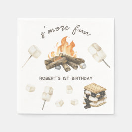Guardanapo De Papel Aniversário de 1 ano com Fogueira de S'more em Aqu