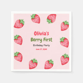 Guardanapo De Papel Aniversário de 1 ano da Berry Morango