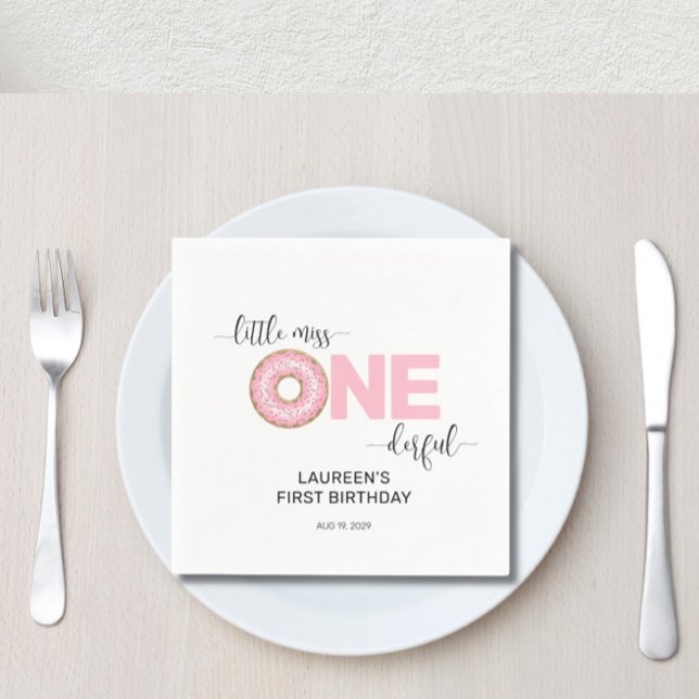 Guardanapo De Papel Aniversário de 1 ano da Pequena Senhorita Rosa (Criador carregado)