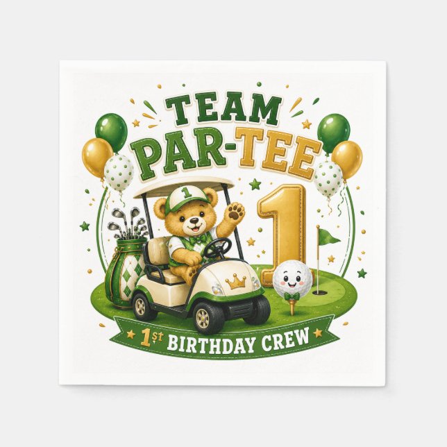 Guardanapo De Papel Aniversário de 1 ano de golfe (Frente)
