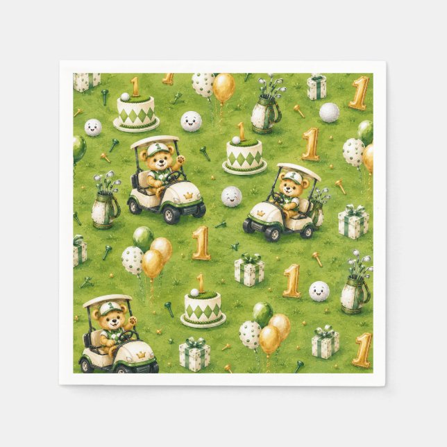 Guardanapo De Papel Aniversário de 1 ano de golfe  (Frente)