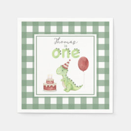 Guardanapo De Papel Aniversário de 1 ano do dinossauro aquarela