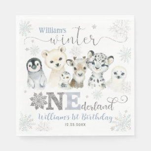 Guardanapo De Papel Aniversário de 1 ano do Inverno Onederland Animais