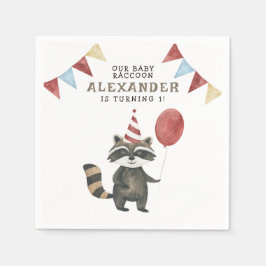 Guardanapo De Papel Aniversário de 1 ano do nosso bebê Guaxinim
